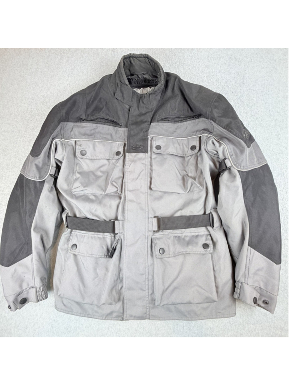 BiLT Motorcycle Jacket Mens XL Gray Black Armored Touring Removable Liner